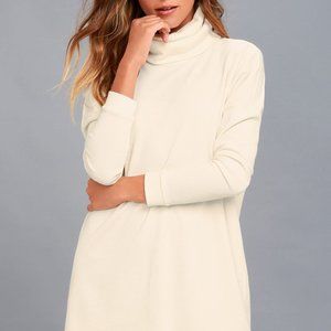 Lulus Long-Sleeved Turtleneck Cream Dress